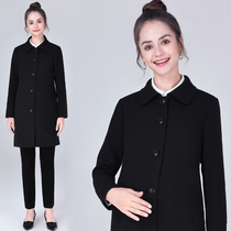 Pregnant womens clothing 2020 autumn and winter clothing long sleeve pregnant womens thick long windbreaker professional interview work wear