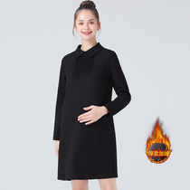 Pregnancy maternity dress 2021 Winter new gush thickened Even dress woman Career interview for work outside of the dress