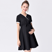 Pregnant womens summer clothes long business work interview pregnant womens dresses womens summer pregnancy short-sleeved professional tops
