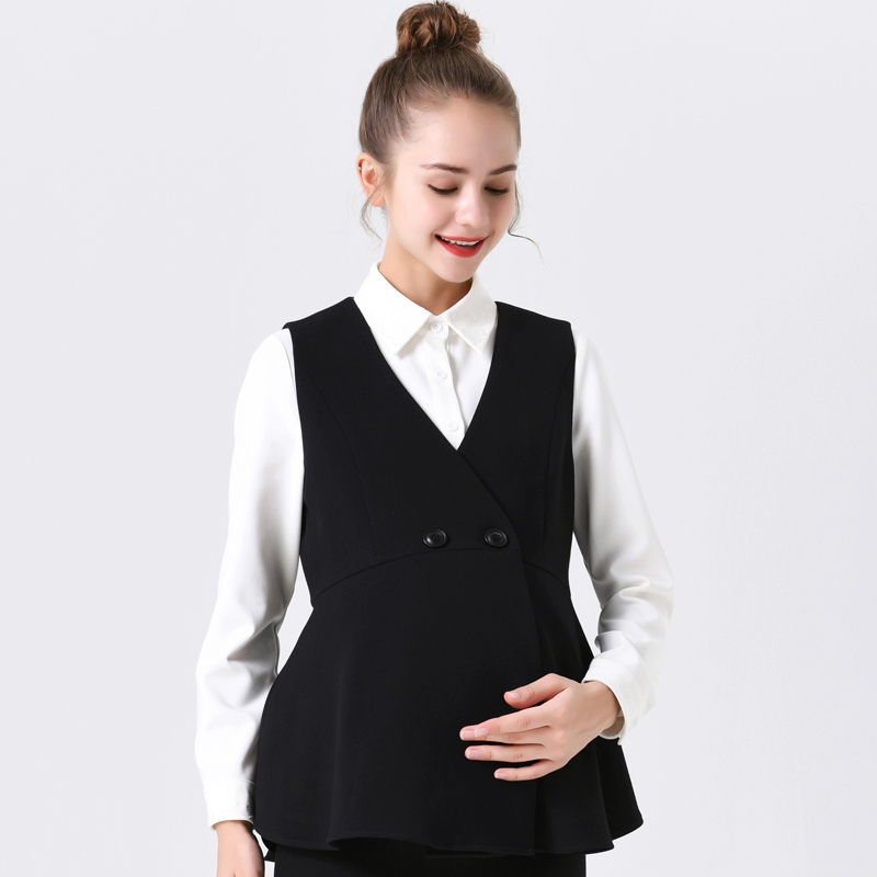 Autumn and winter clothes new pregnant women career versatile short vest pregnancy black business overalls interview vest jacket woman