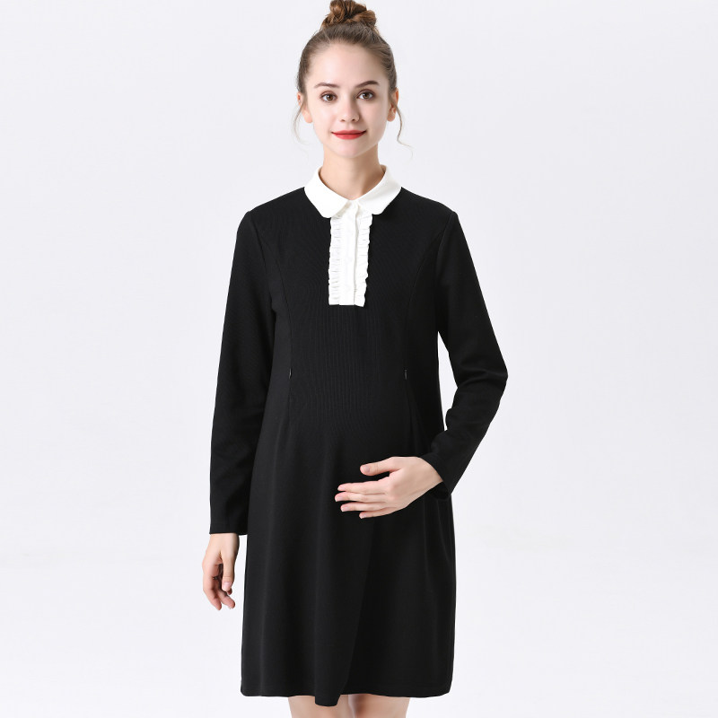 Maternity clothing Autumn and winter clothing Maternity dress Female business career interview tooling work OL medium and long version long sleeve skirt