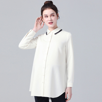 Pregnancy Woman Dress Spring Autumn Dress Pregnant Woman Career Tooling Mid-Length Shirt Woman to Work Lining Business Autumn Pregnancy Jacket