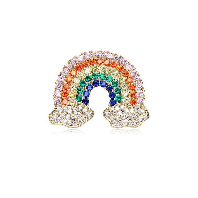 Korean Crystal Rainbow Brooch Pin Button Corsage Temperament Female Cute Japanese Personalized Cardigan Pin Suit Accessories