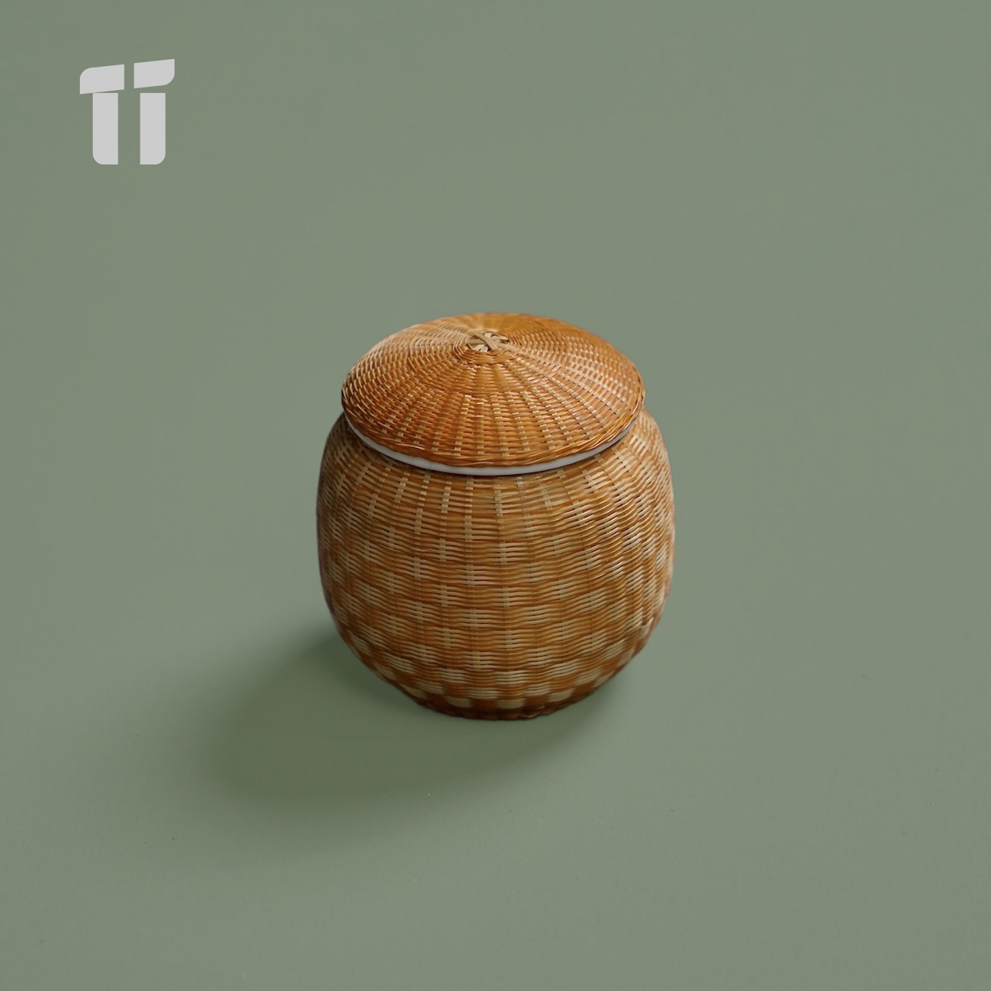 四川非遗手工艺品| 瓷胎竹编成都竹丝扣瓷茶叶罐，100ml容量，传承千年