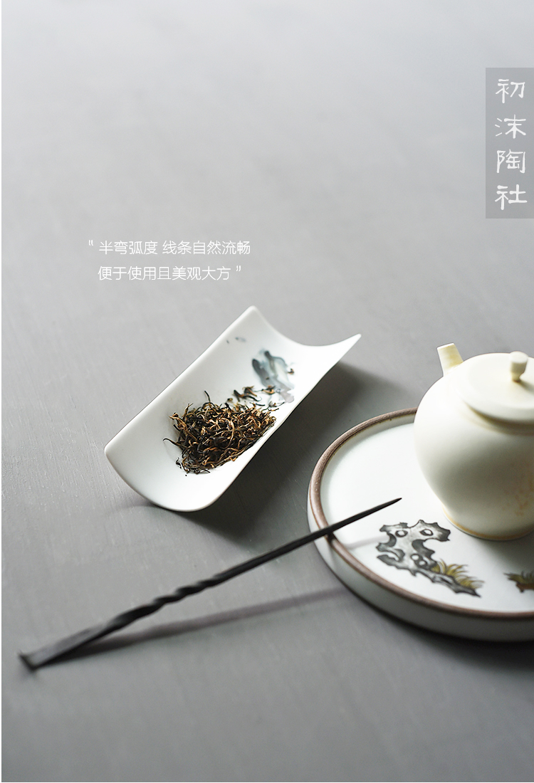 Poly real the original manual white porcelain of jingdezhen ceramic tea scene is ink tea holder, spare parts for the tea taking