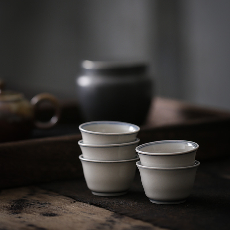 Poly real view jingdezhen blue and white hand draw sample tea cup kung fu tea cups of kung fu tea plant ash glaze small tea cups