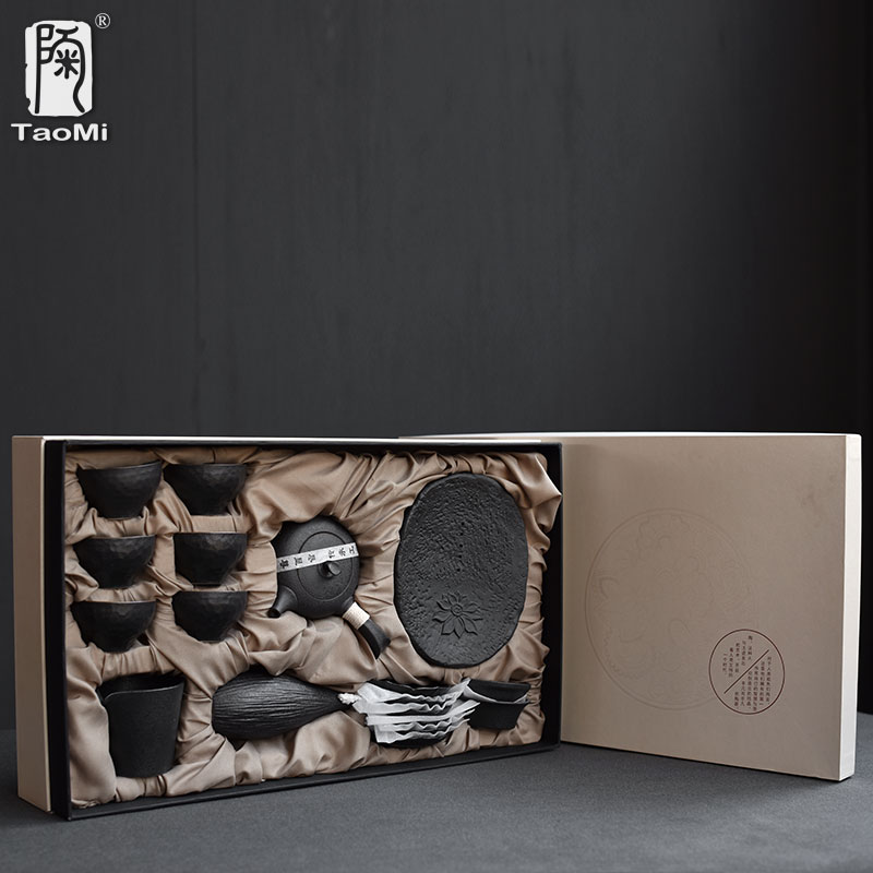 Poly real scene contracted Japanese manual pot of kung fu tea set household coarse TaoGan hollow out small tea tray ceramic restoring ancient ways