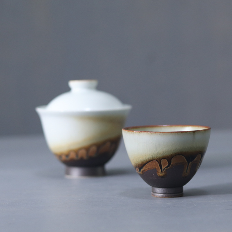 Poly real scene color glaze up master cup sample tea cup single CPU open piece of ceramic tea set cups wild wood'm tea set