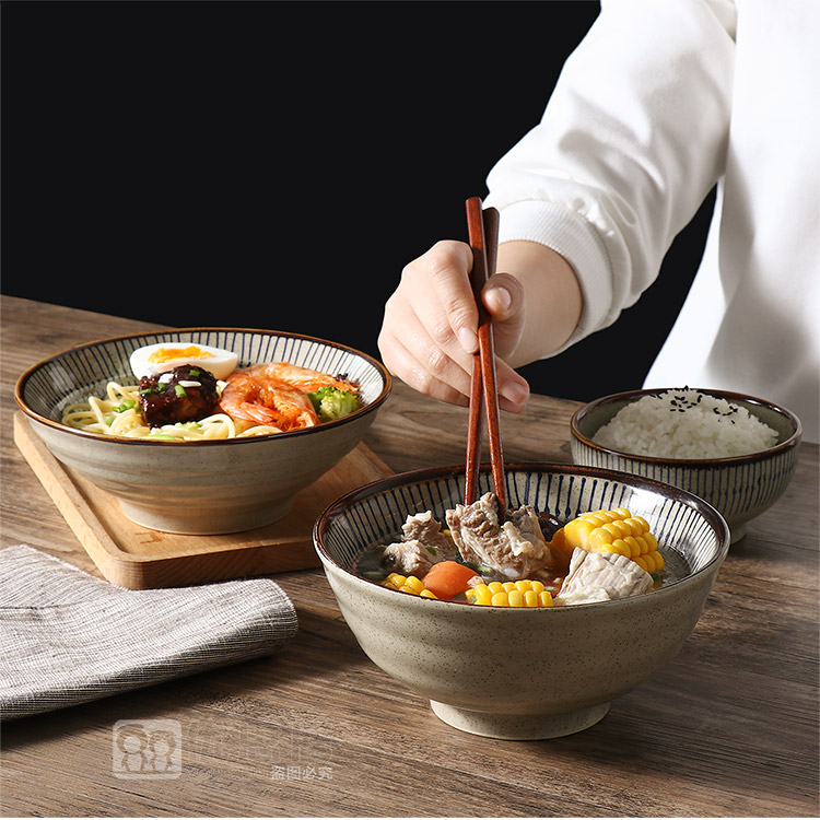 J together scene day type style with thick ceramic bowl household retro elegant tableware single rainbow such as bowl of rice bowl soup bowl