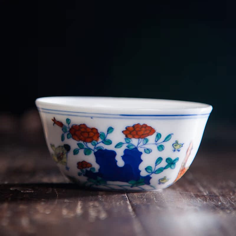 Poly real scene of jingdezhen ceramic color bucket sample tea cup hand - made large master cup of archaize single CPU kung fu tea cups individuals