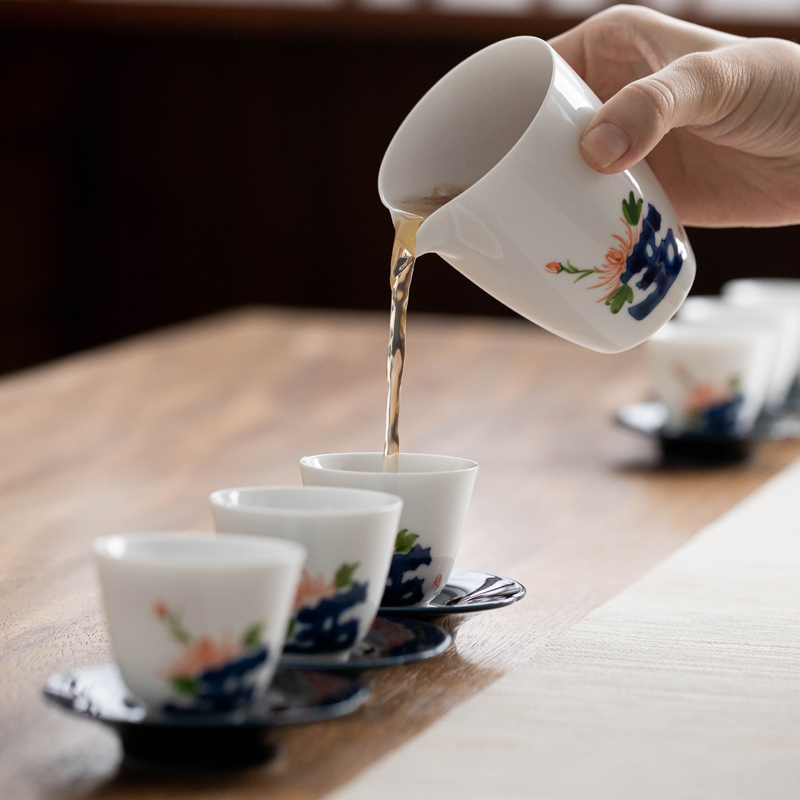The Poly real scene hand - made by patterns kung fu tea set household gifts ceramic tea set is contracted