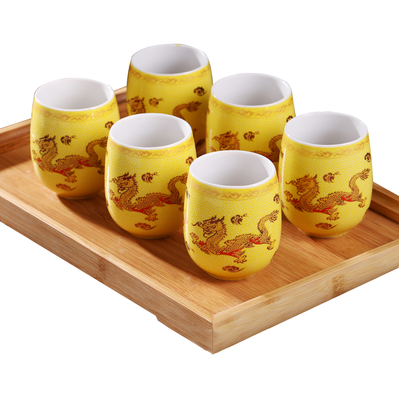 Jingdezhen ceramic cups tea six pack tea tray was home to use individual single CPU contracted Japanese tea cups