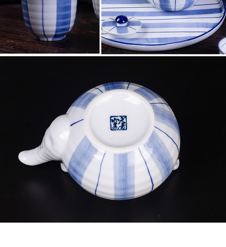 Poly real scene tea Chinese contracted household girder pot of high - end gifts ceramic teapot tea set of blue and white porcelain tea flower