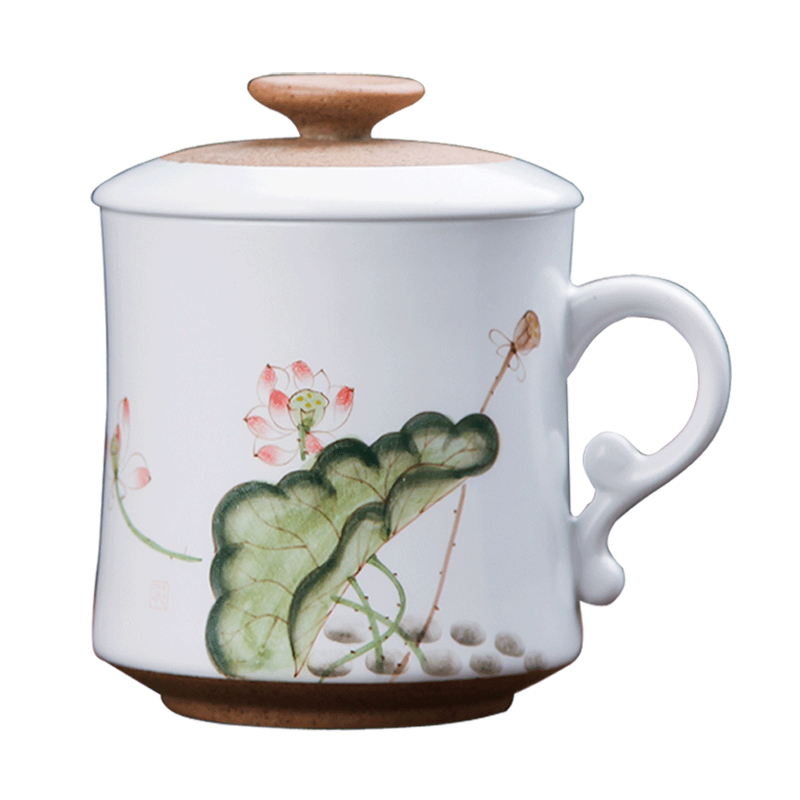 Ceramic cups with cover filter tea cup hand - made glass household China cups jingdezhen tea custom office