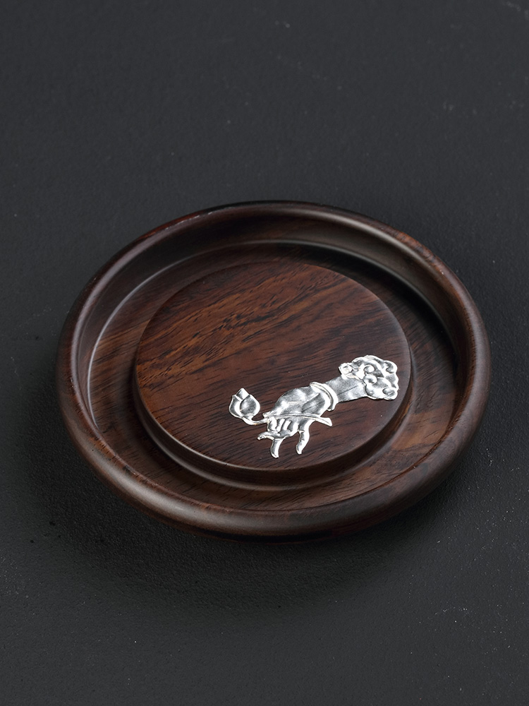 Poly real scene ebony wood pot bearing saucer teapot mat kung fu tea accessories dry terms plate are it saucer pot pad