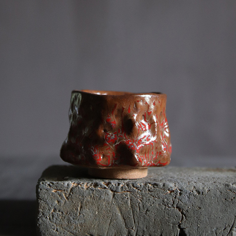 Poly real view jingdezhen ghost ambition of wild coarse pottery hand pinch powder bug eat by moth ceramic masters cup sample tea cup wild tea cups
