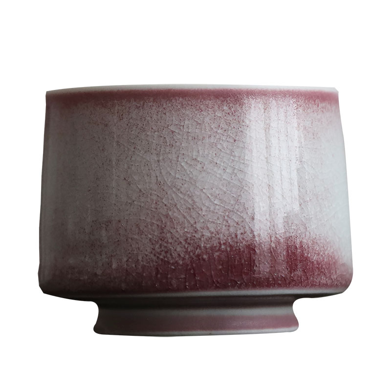 The Poly real view jingdezhen creek open the slice red glaze can keep sample tea cup ice crack glaze large tea light simple but elegant manual peach pink