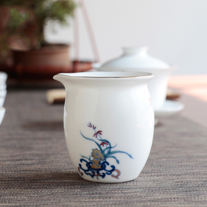 . Poly real scene set of jingdezhen fuels the orchid tea home a whole set of hand - made kung fu tureen suit S320 cups