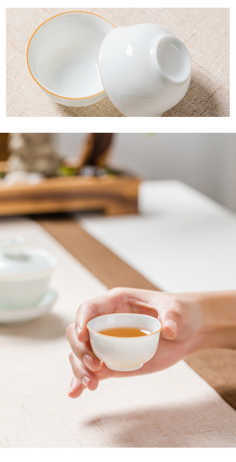 Sweet white porcelain ceramic cups kung fu home perfectly playable cup small sample tea cup tea set a single ultimately responds puer tea bowl