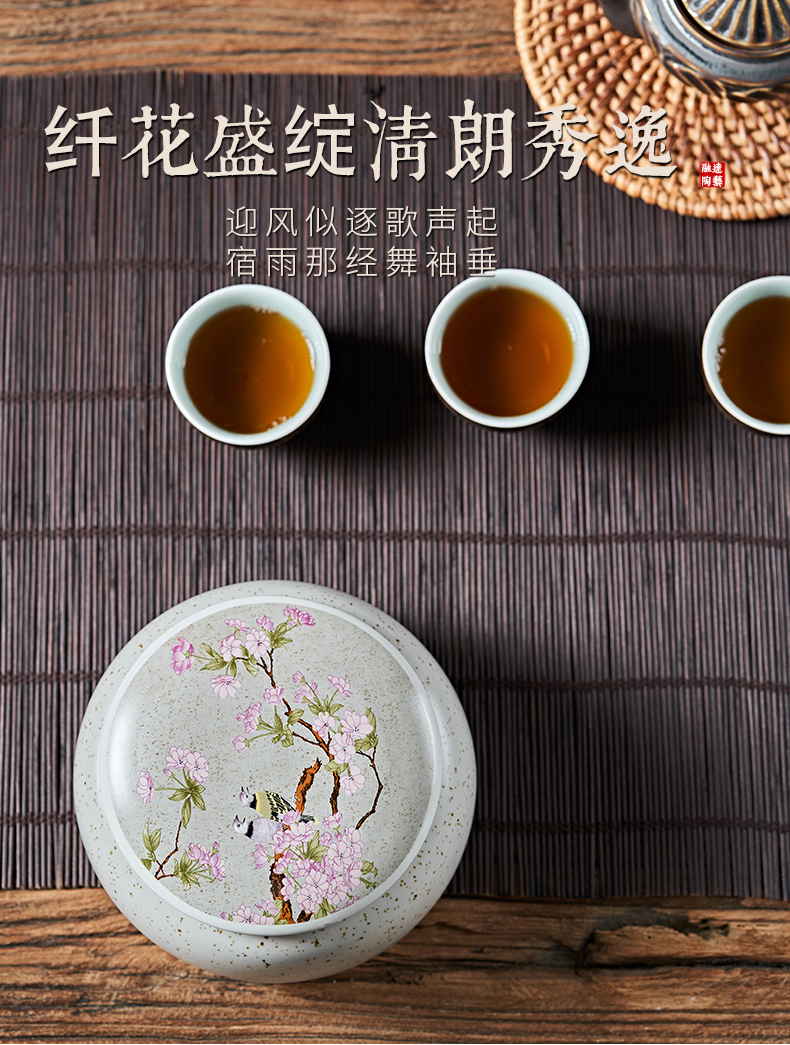 Ceramic tea pot new tea packing gift box empty box half jins of green tea, red medium Ceramic jar airtight jar