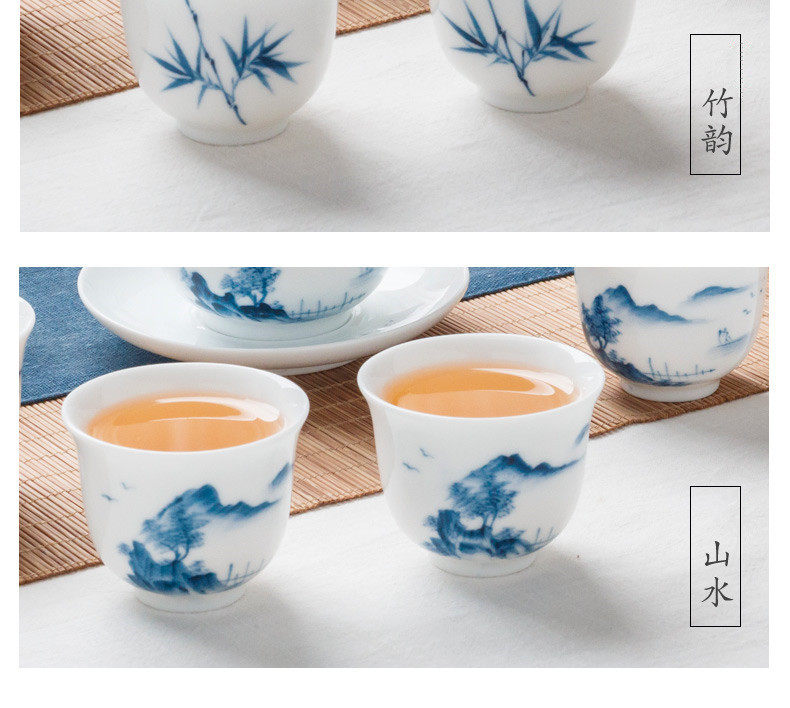 Kung fu ceramic cups single individuals dedicated high - grade single cup small white porcelain with blue and white porcelain hand - made sample tea cup