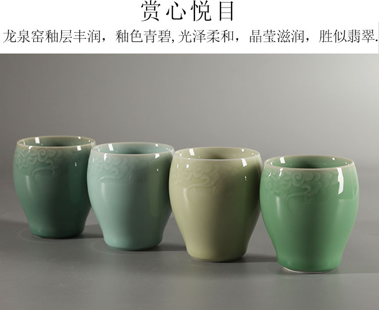 Poly real scene authentic celadon office meeting glass ceramic cups medium gargle milk beer juice cup