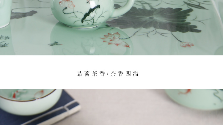 Boil the teapot tea single pot small household health pot carp jingdezhen ceramic celadon kung fu tea set hand - made of lotus