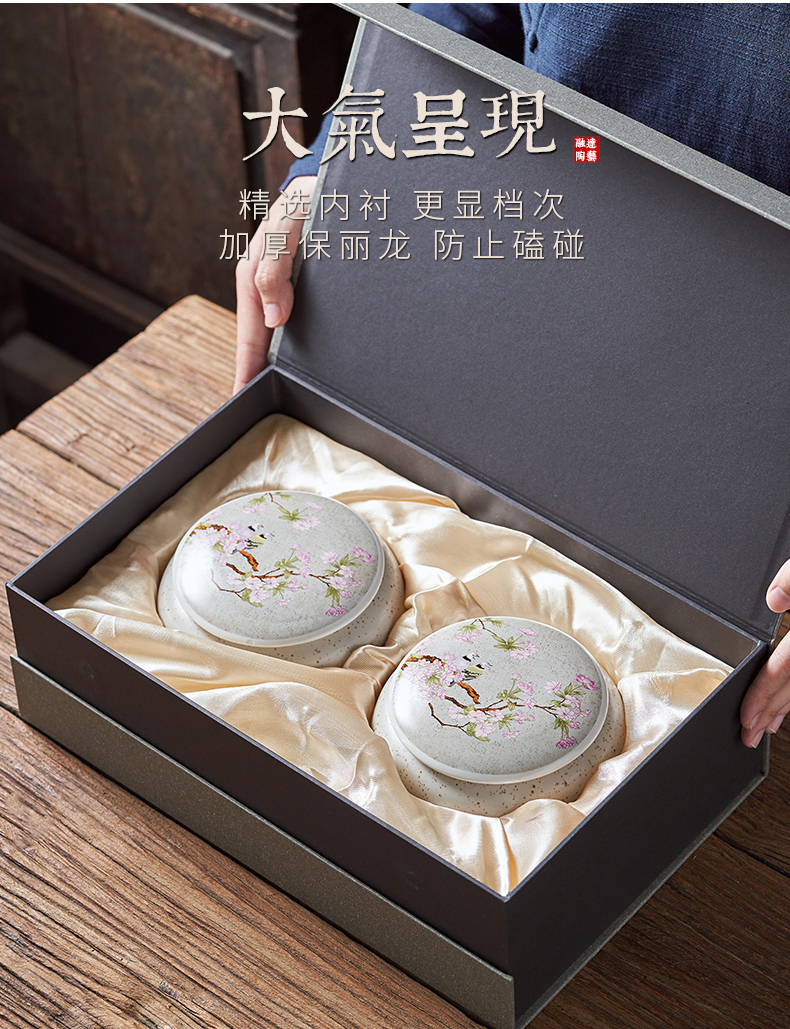 Ceramic tea pot new tea packing gift box empty box half jins of green tea, red medium Ceramic jar airtight jar