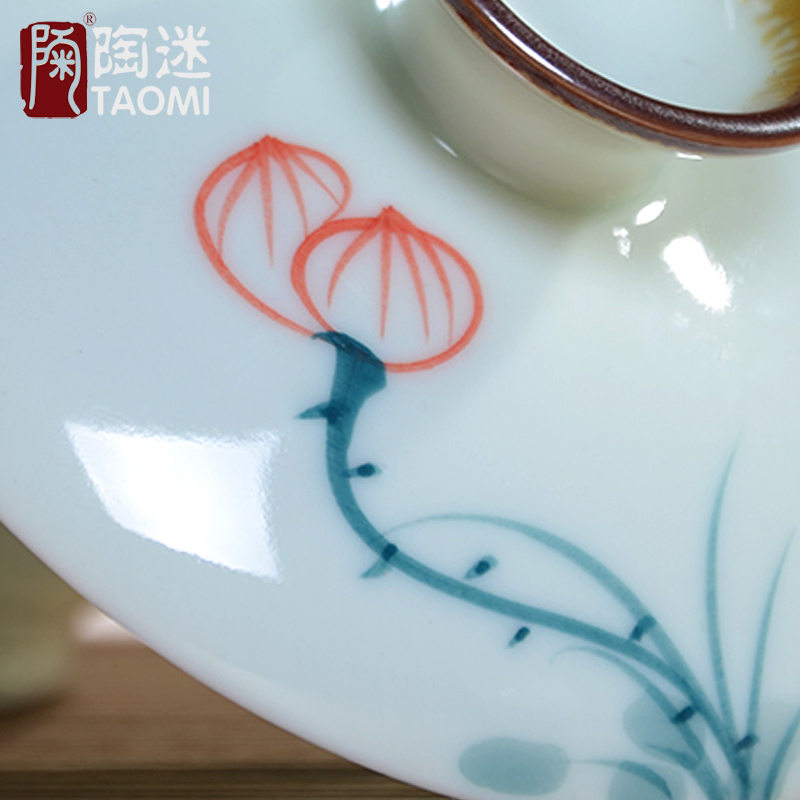 Poly real jingdezhen blue and white tureen large scene three bowl lotus hand - made celadon ceramics tureen of blue and white porcelain masterpieces