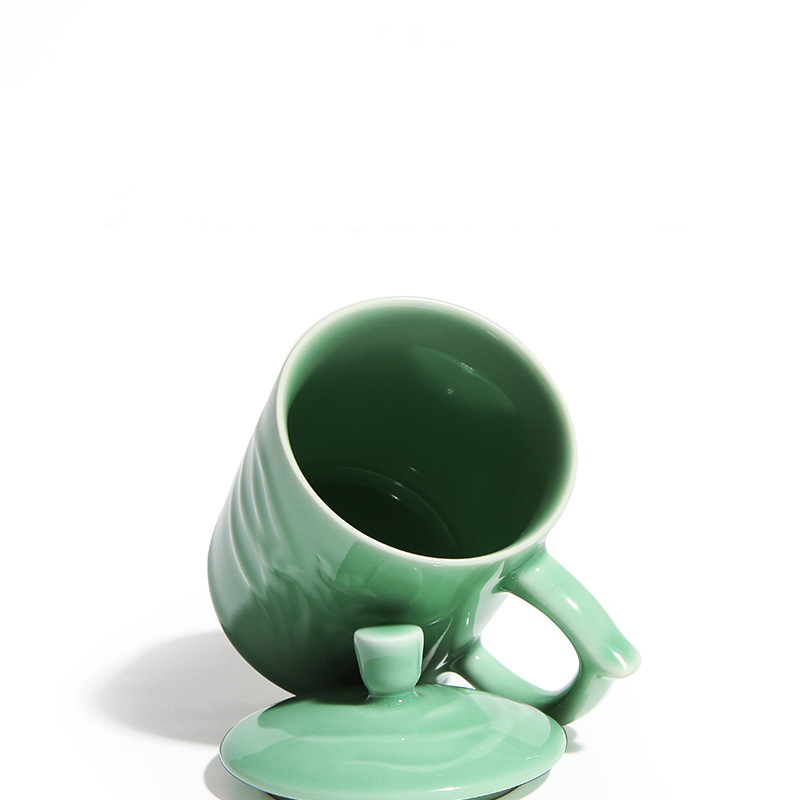 Longquan celadon ceramic mugs office personal special cups with cover business gifts gifts suit make tea cup