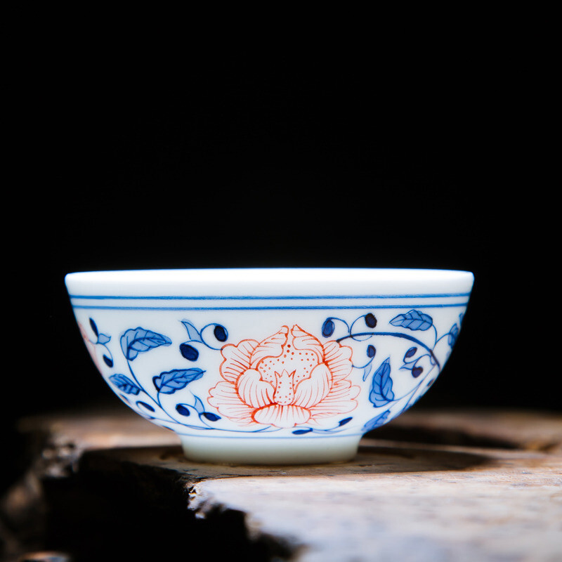 Poly real scene of jingdezhen blue and white porcelain ceramic manual single kung fu tea pu 'er tea cup a cup sample tea cup