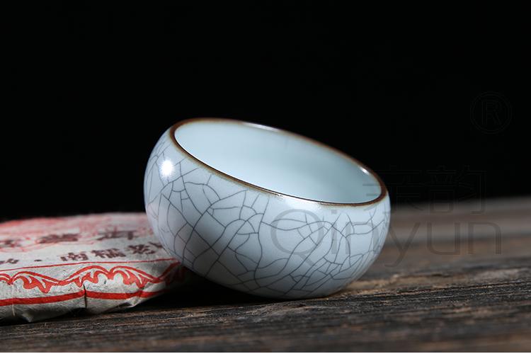 QY Wang Wu new invited on ceramic kung fu tea cup together scene celadon all hand cup cup single glass bowl