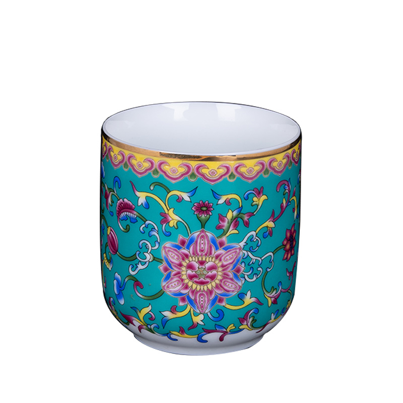 Poly real scene kung fu tea cups of jingdezhen ceramic cup with single with blue water household sample tea cup tea cup