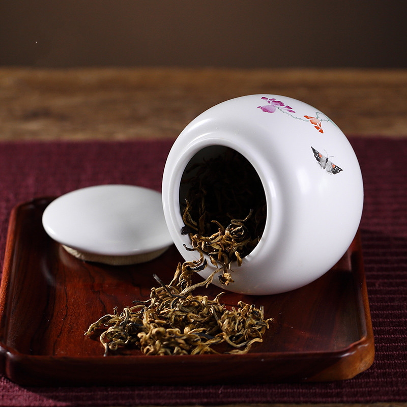 The Poly real boutique tea caddy fixings scene warehouse jingdezhen ceramic medium storage POTS kung fu tea set seal tank size