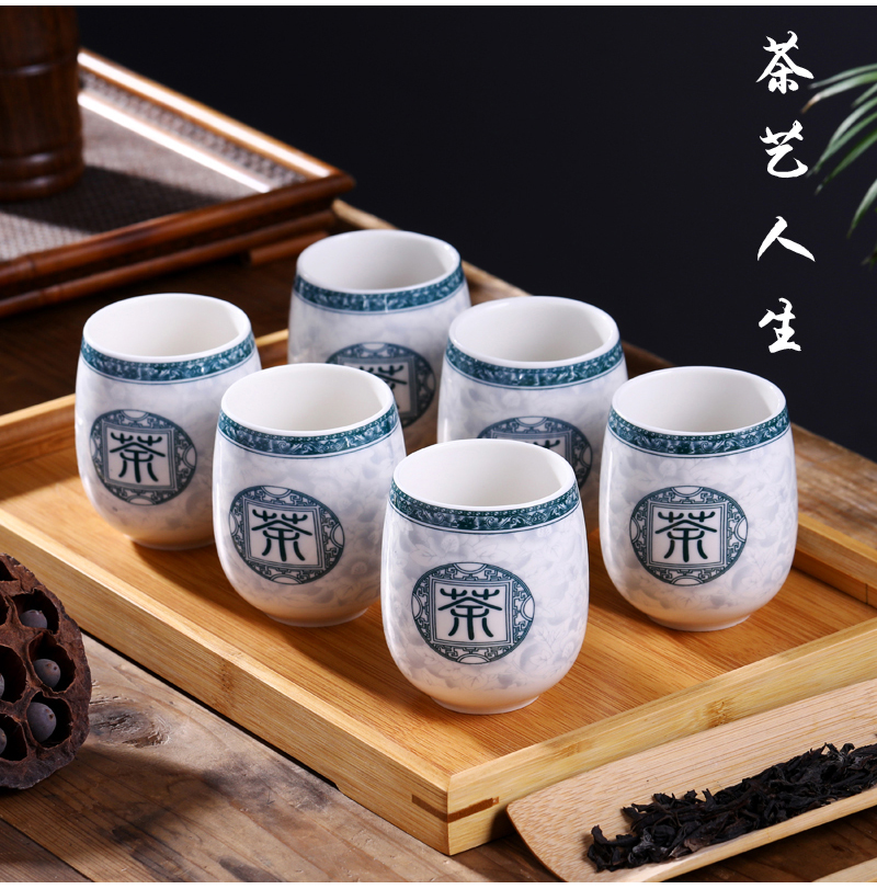 Jingdezhen ceramic cups tea six pack tea tray was home to use individual single CPU contracted Japanese tea cups