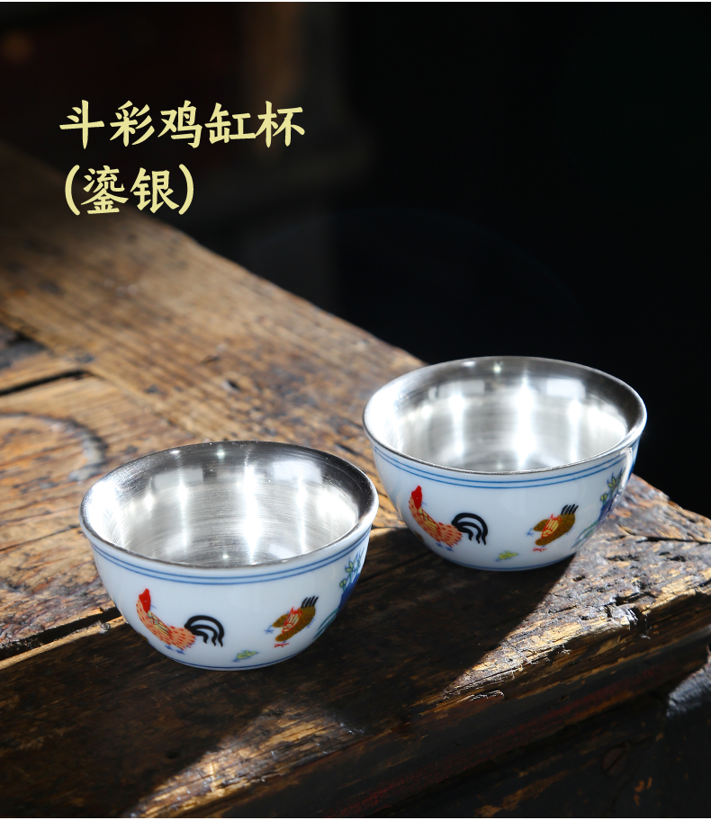 Color bucket cylinder cup chicken white porcelain of jingdezhen ceramics kung fu Ming chenghua cups of tea light to use household single sample tea cup