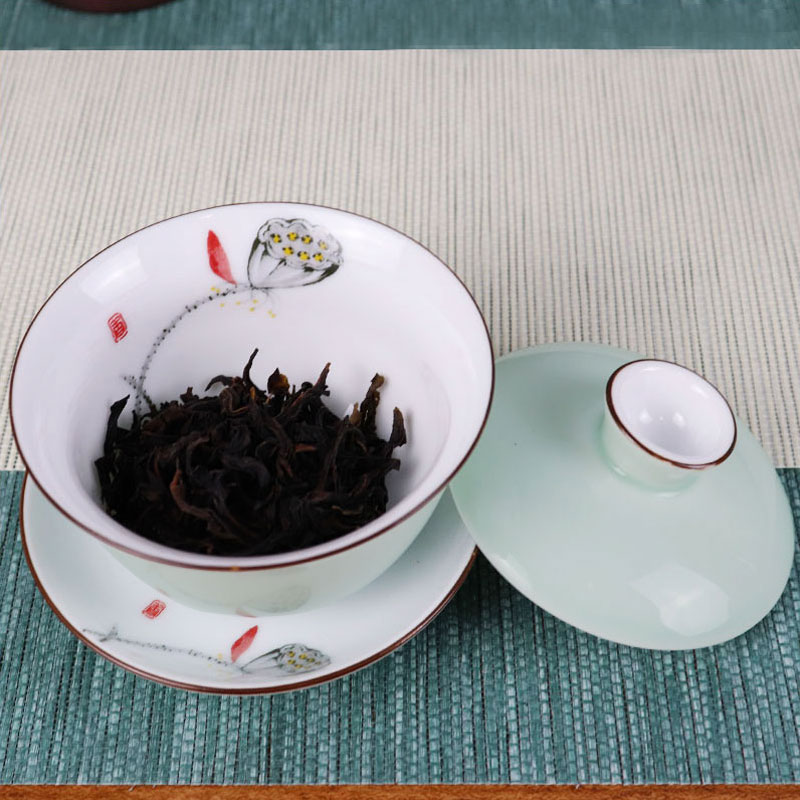 Jingdezhen ceramic hand - made kung fu tea set high - grade tea Chinese style white porcelain celadon tureen tea cups
