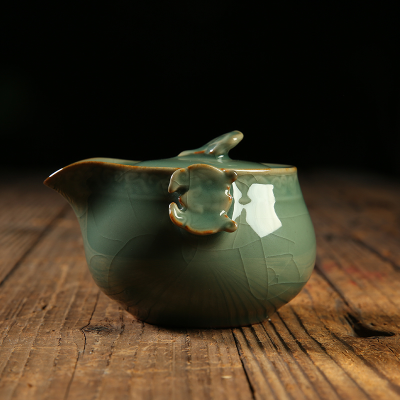 QY poly real scene up ceramic teapot small single pot of kung fu tea set celadon teapot elder brother up with crack pot by hand