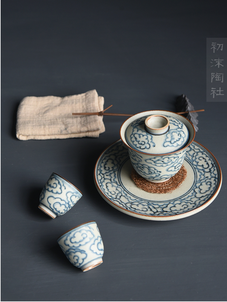 Poly real scene of jingdezhen ceramic tureen checking porcelain tureen xiangyun cup cup kung fu tea set