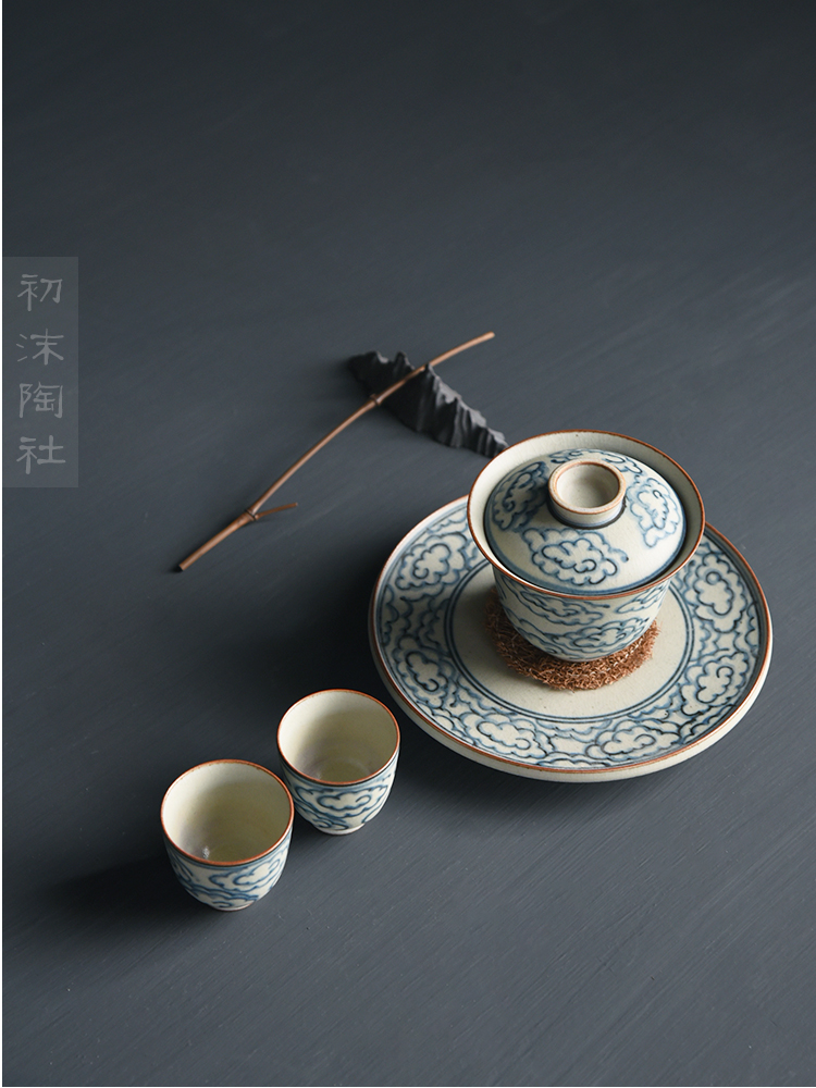 Poly real scene of jingdezhen ceramic tureen checking porcelain tureen xiangyun cup cup kung fu tea set