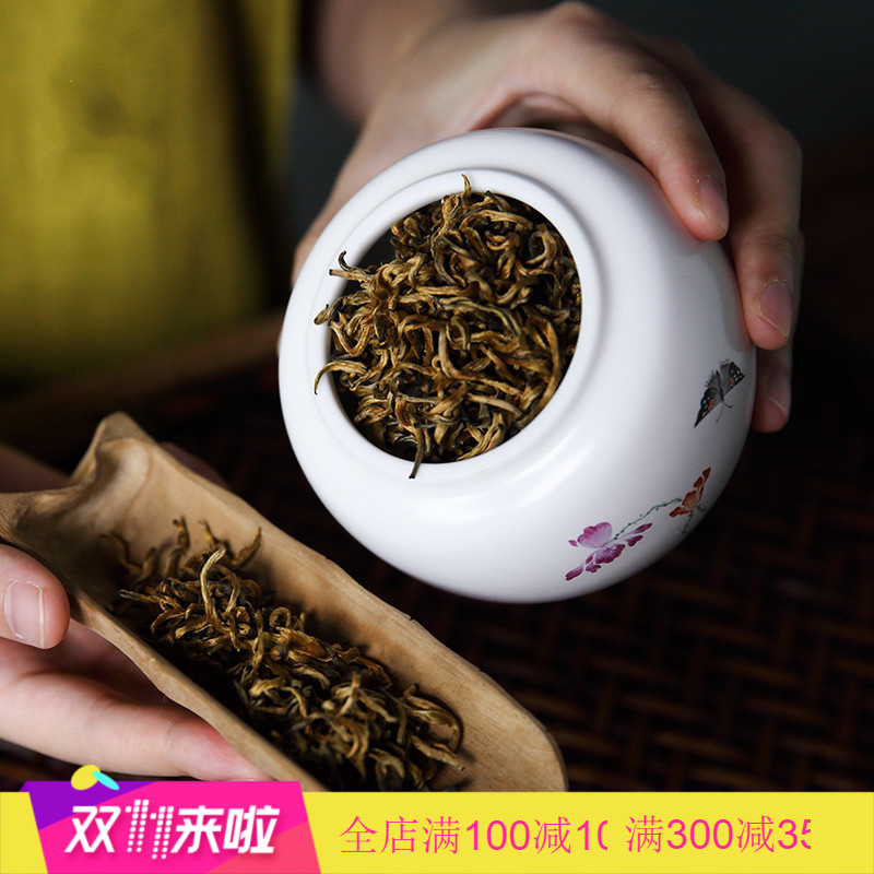 The Poly real boutique tea caddy fixings scene warehouse jingdezhen ceramic medium storage POTS kung fu tea set seal tank size