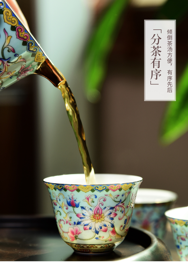 Jingdezhen ceramic colored enamel kung fu tea set domestic high - grade Chinese three tureen master cup tea cup