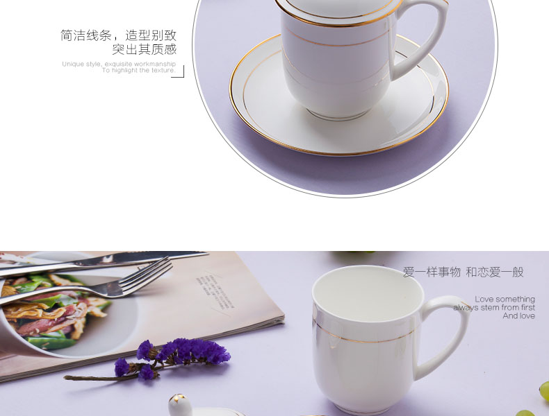 Jingdezhen ceramic cup with a lid hand - made paint edge ipads porcelain cup suit glass mugs office meeting