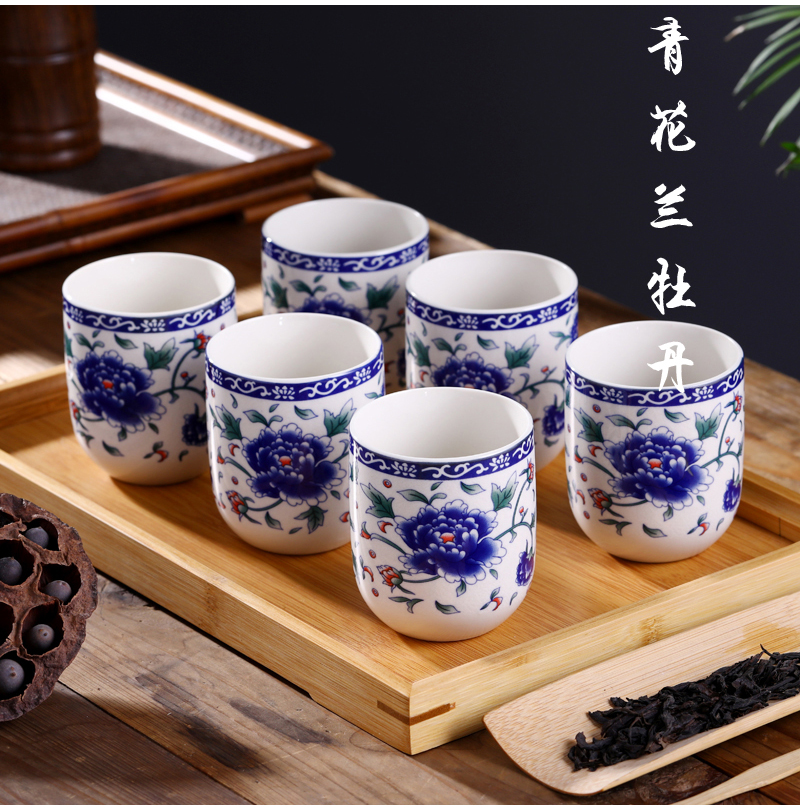 Jingdezhen ceramic cups tea six pack tea tray was home to use individual single CPU contracted Japanese tea cups