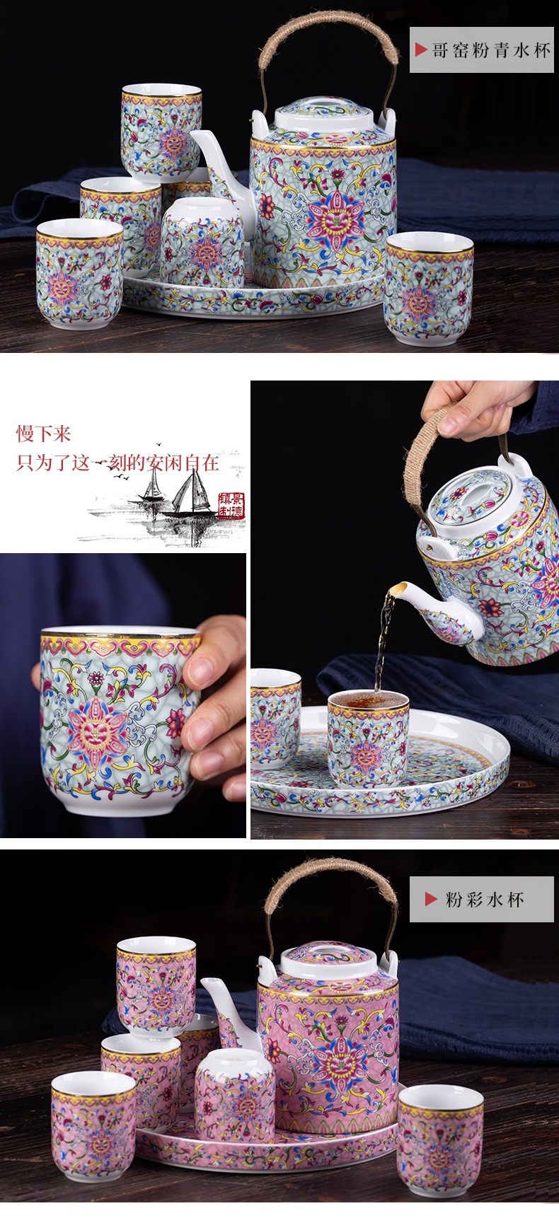 Poly real scene kung fu tea cups of jingdezhen ceramic cup with single with blue water household sample tea cup tea cup