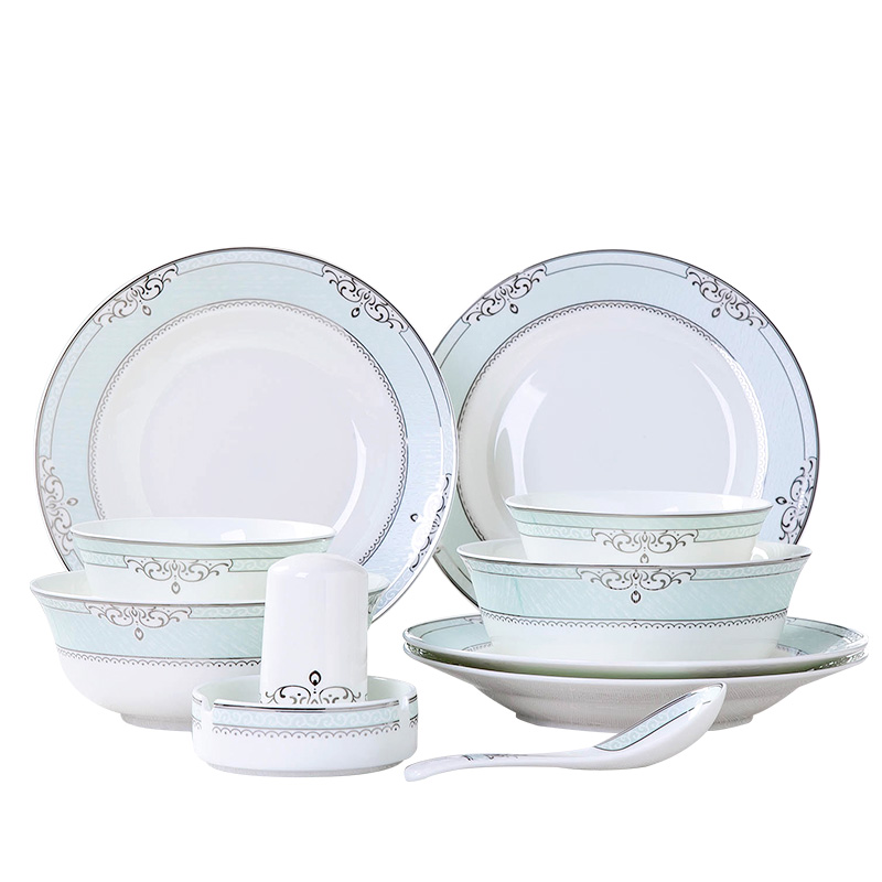 Poly real dishes suit household contracted Korean scene of jingdezhen ceramic bowl dish bowl chopsticks tableware suit wedding gifts