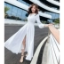 Hàn Quốc Lin 2019 mùa thu mới của phụ nữ váy Hàn Quốc eo trắng gợi cảm váy trắng chia váy dài - Váy dài đầm dài đi biển Váy dài
