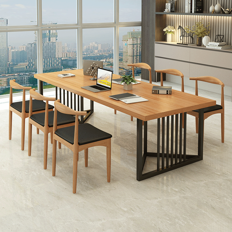 LOFT industrial style solid wood conference table long table simple modern reception table Nordic desk negotiation table and chair combination