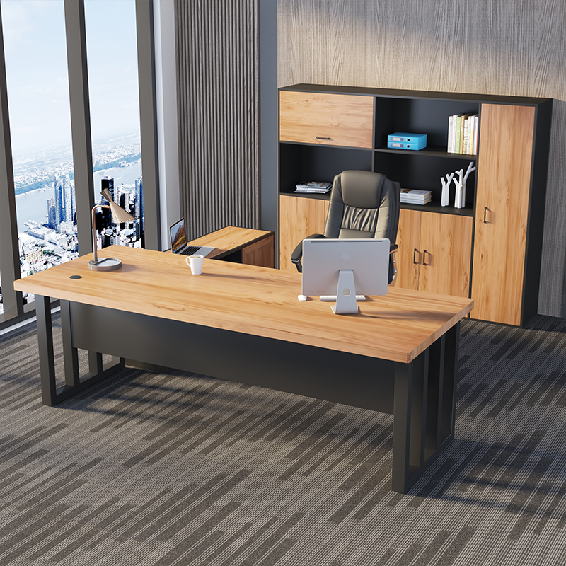 LOFT Solid Wood Desk Simply Modern Office Boss Table Background Industrial Wind Computer Desk Office Furniture