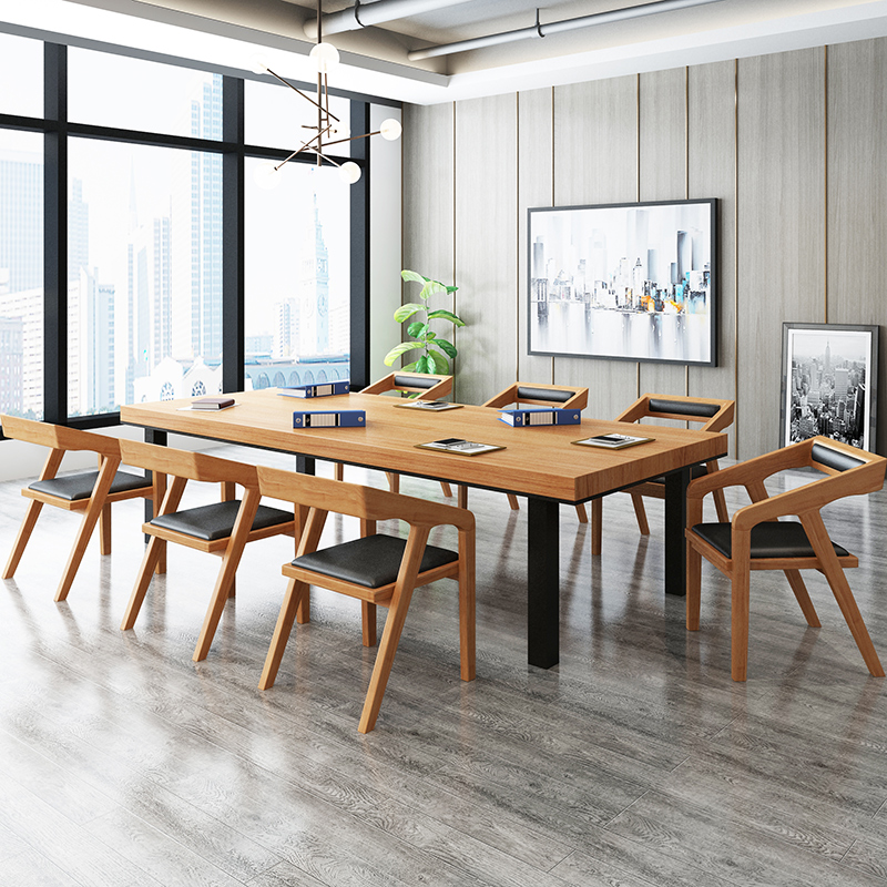 LOFT Nordic solid wood conference long table simple desk large furniture creative industrial style conference table and chair combination